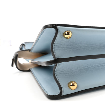Fendi Vitello Seta Shiny Nappa Small Peekaboo I SEE U Satchel Azzurro Baby Camelia 8 of 9