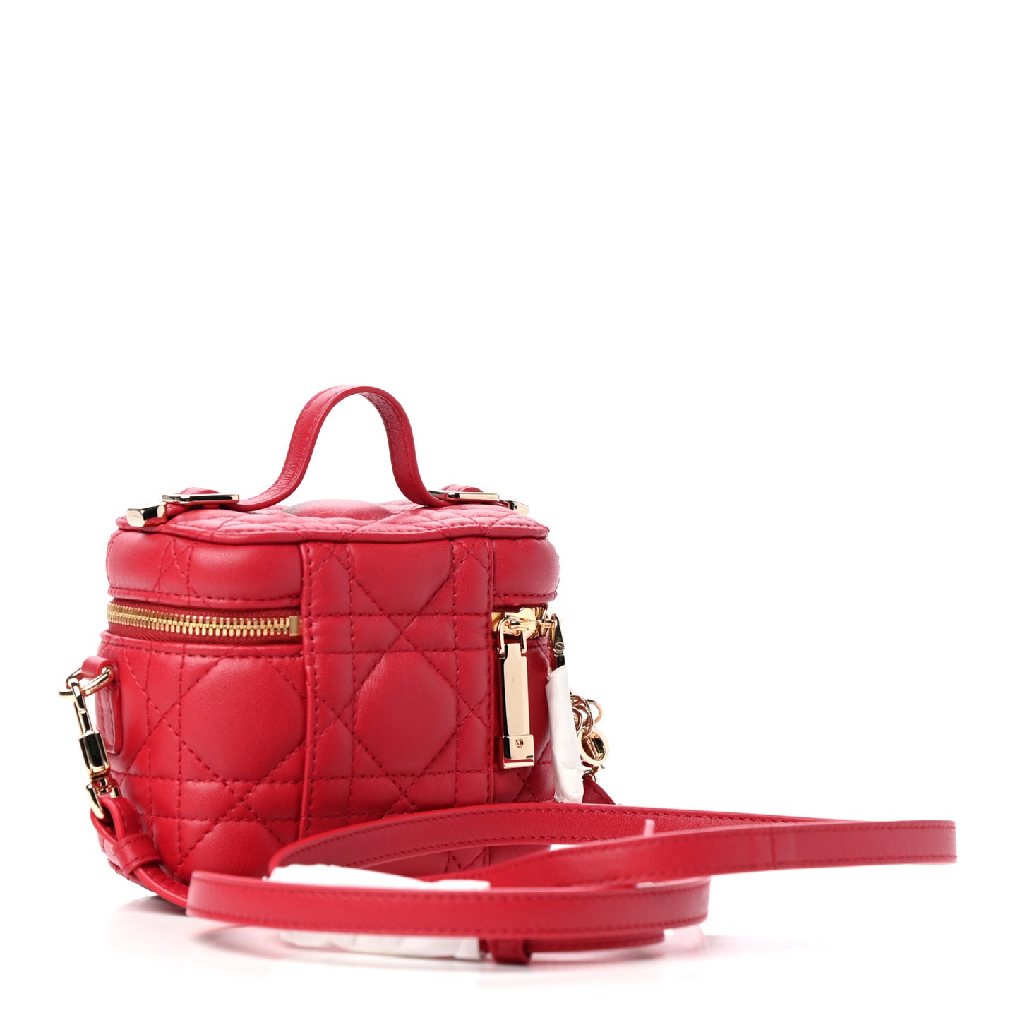 Lambskin Cannage Micro Vanity Case Poppy Red