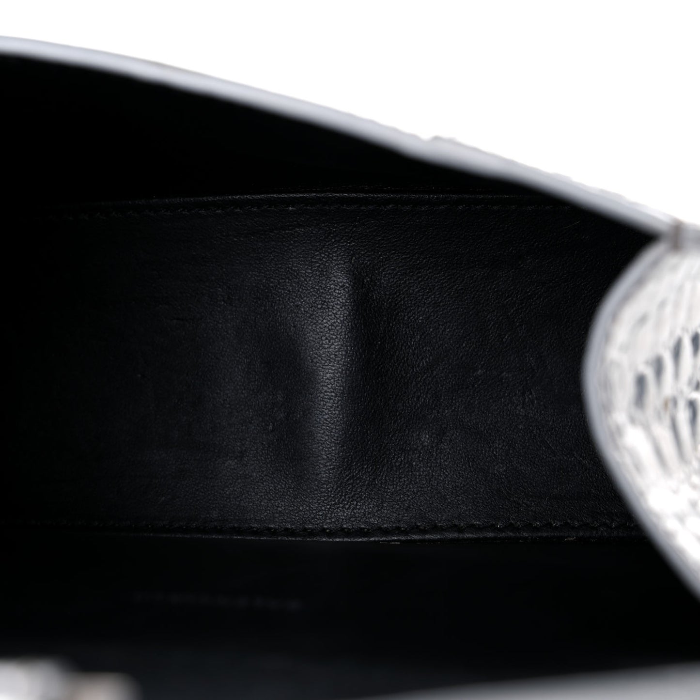 Metallic Calfskin Crocodile Embossed Hourglass Top Handle Bag XS Silver