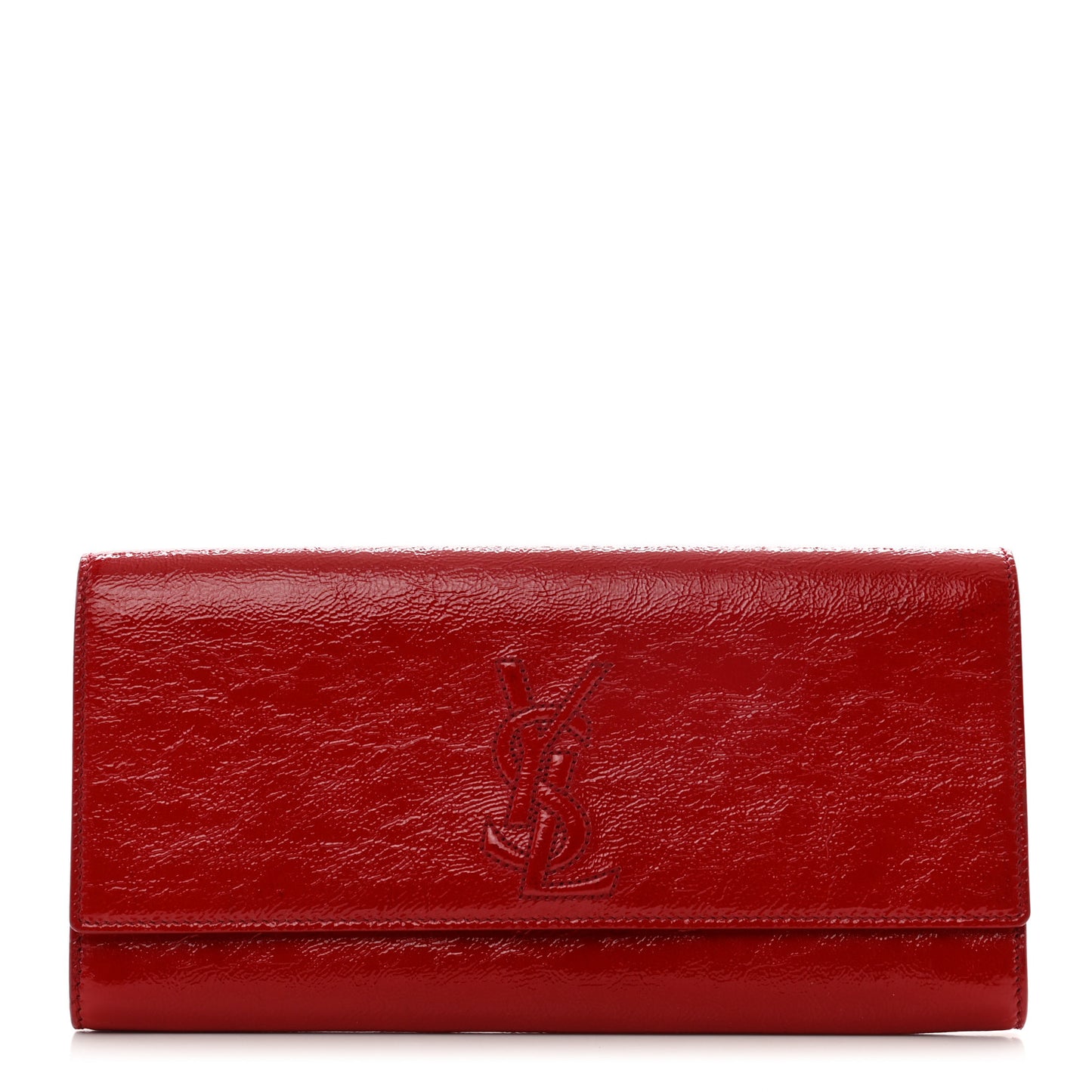 Textured Patent Monogram Large Belle De Jour Clutch Red