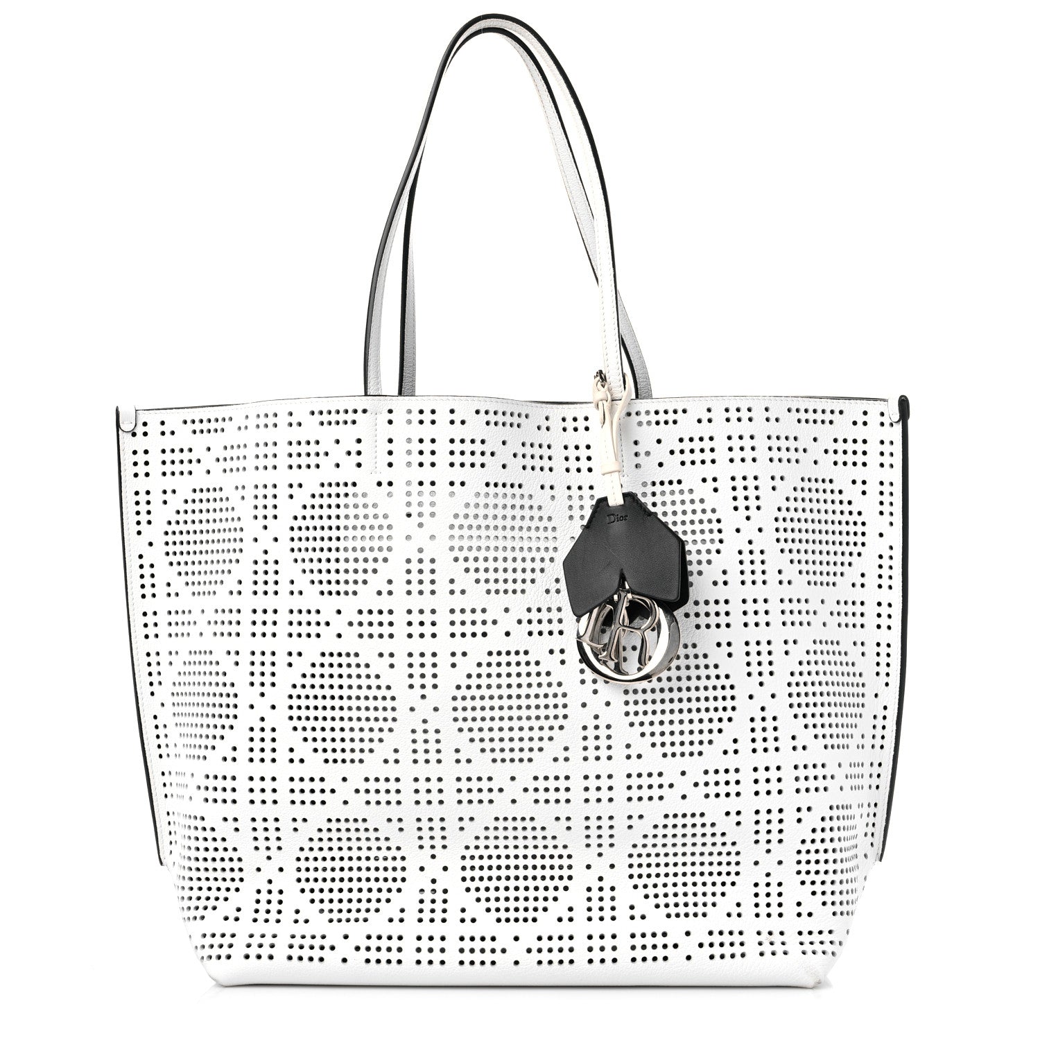Christian Dior Calfskin Perforated Cannage Dioriva Tote White 1 of 14