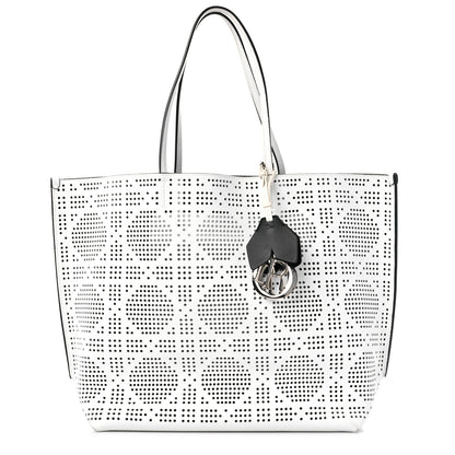 Christian Dior Calfskin Perforated Cannage Dioriva Tote White 1 of 14