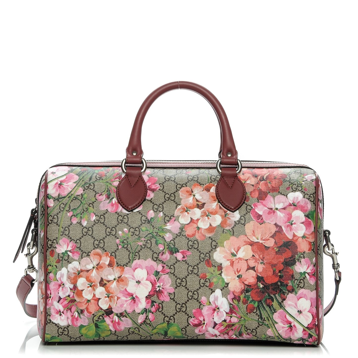 GG Supreme Monogram Blooms Medium Boston Beige Multicolor Dry Rose