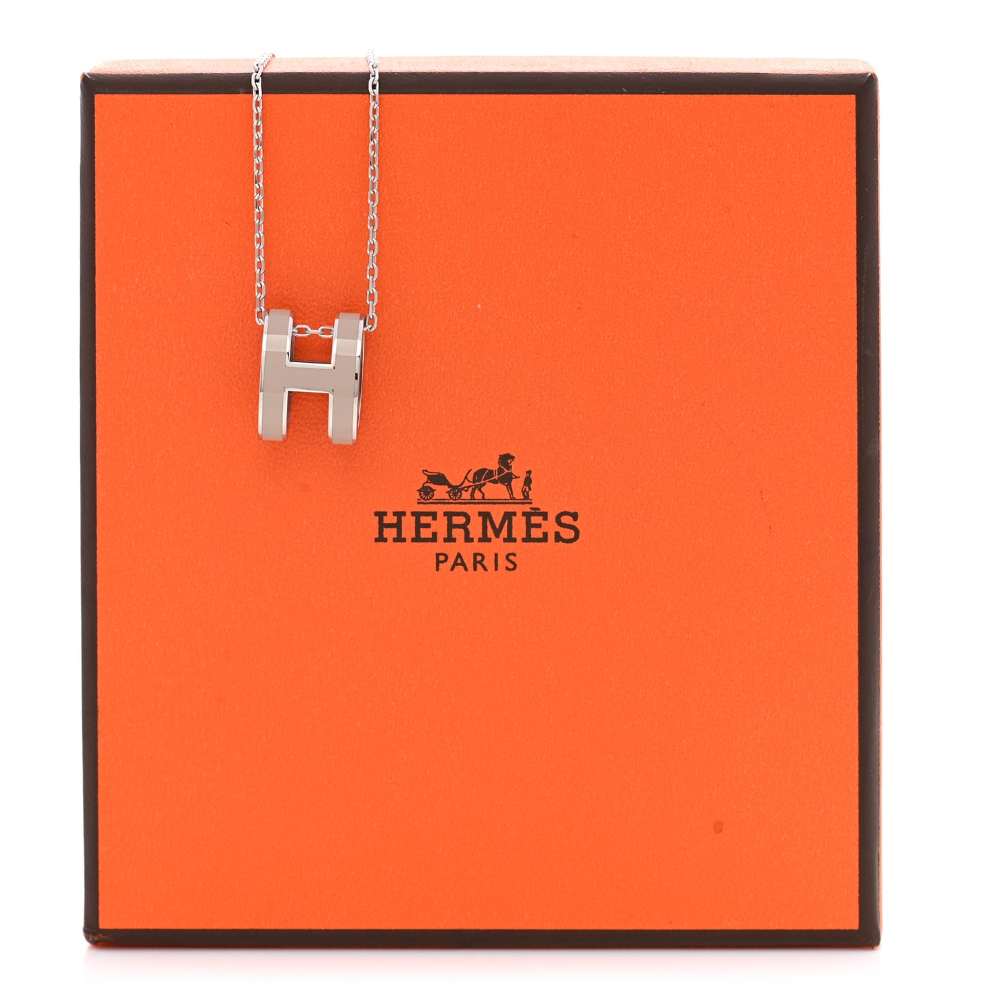 Lacquered Palladium Pop H Pendant Necklace Marron Glace