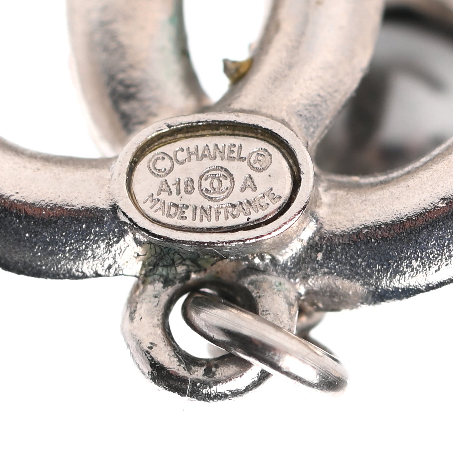 Chanel Crystal Pearl CC Drop Earrings Silver Grey 4 of 5