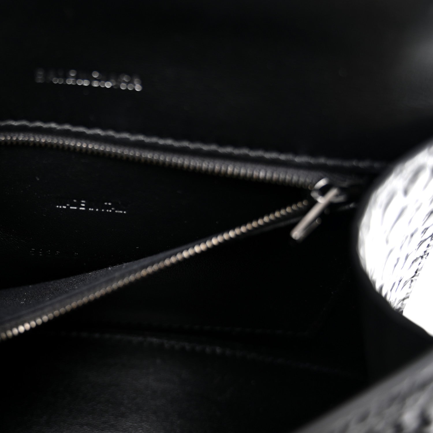 Balenciaga Shiny Calfskin Monochrome Crocodile Embossed Small Hourglass Top Handle Bag Black 7 of 11
