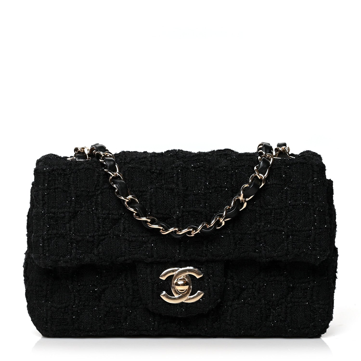 Chanel Tweed Quilted Mini Rectangular Flap Black 1 of 10