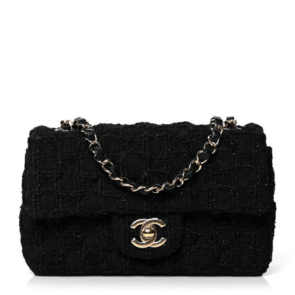 Chanel Tweed Quilted Mini Rectangular Flap Black 1 of 10