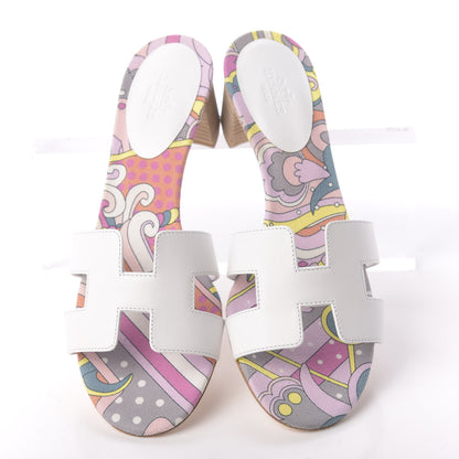 Hermes Box Calfskin Bois De Rose Oasis Sandals 37.5 White 5 of 10