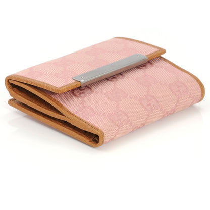 Gucci Monogram Metal Bar French Flap Wallet Pink 3 of 8