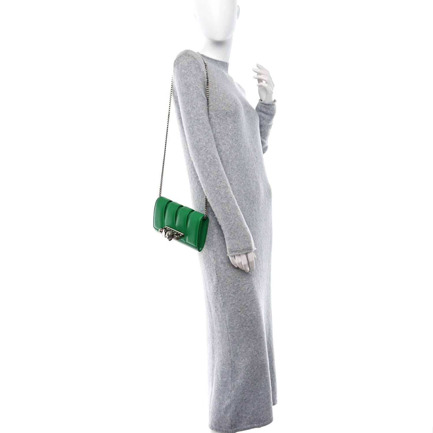 Alexander McQueen Calfskin Small Slash Bag Bright Green 2 of 9