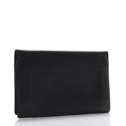 Prada Saffiano Triangle Flap Wallet Black 3 of 7