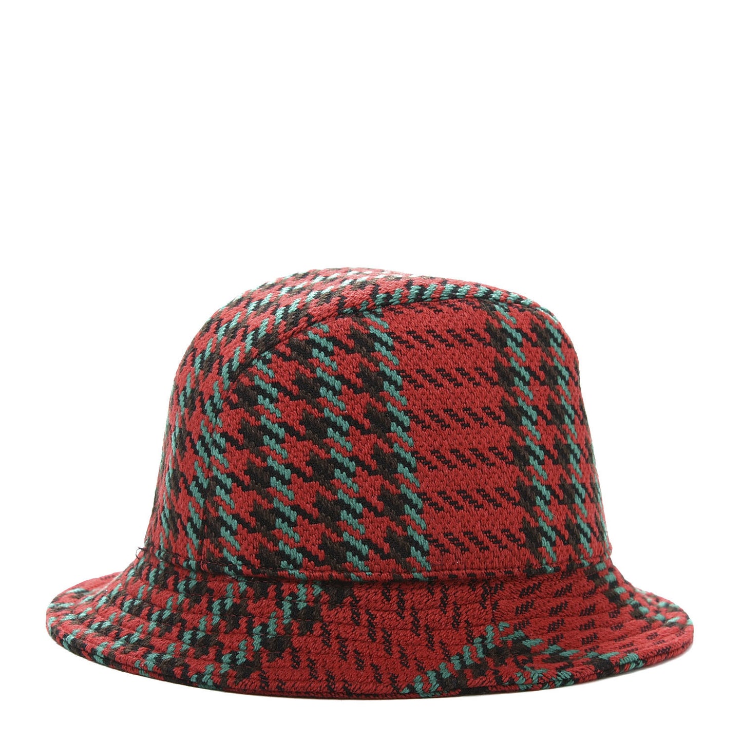 Tweed Wool Houndstooth Interlocking G Bucket Hat S Red Green