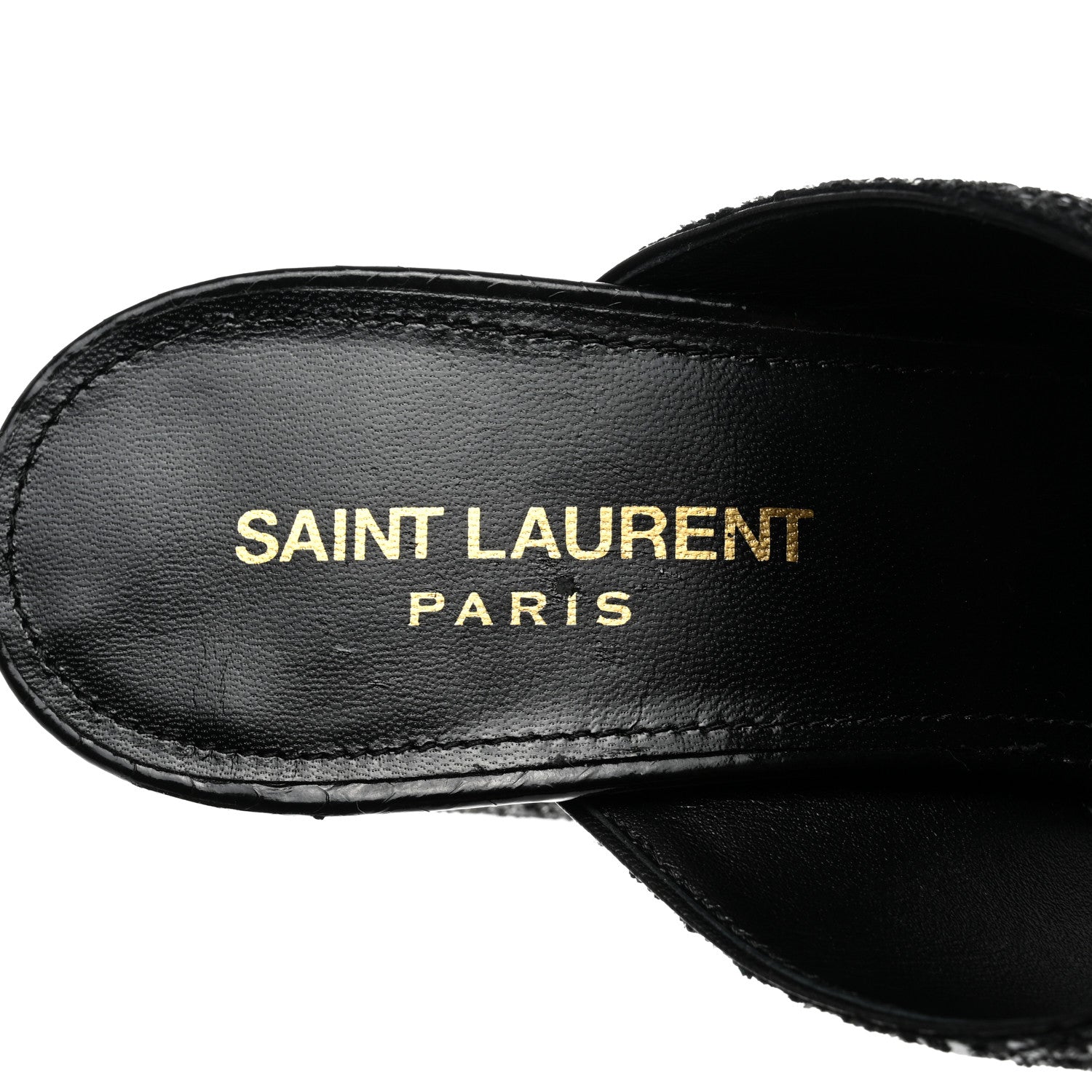 Saint Laurent Glitter LouLou 70 Mule Sandals 38 Black 7 of 9