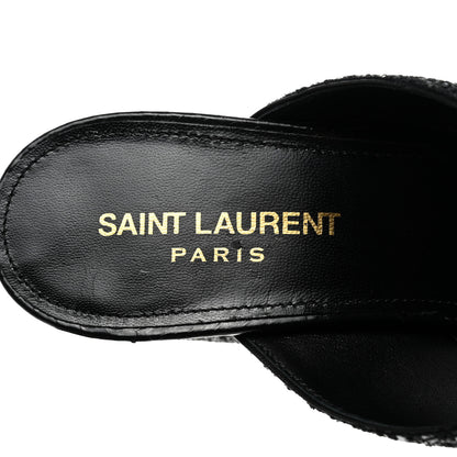 Saint Laurent Glitter LouLou 70 Mule Sandals 38 Black 7 of 9
