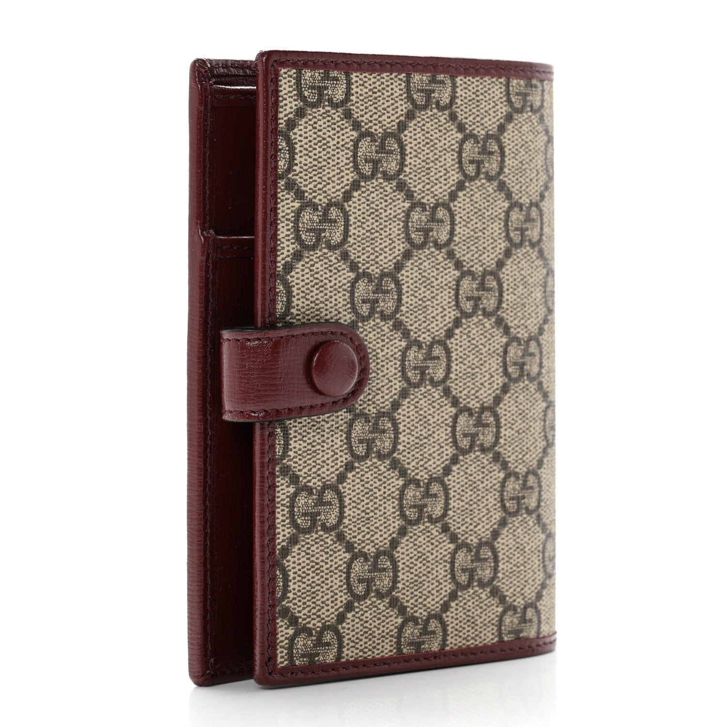 Gucci GG Supreme Monogram Azalea Calfskin Retro Interlocking G Passport Case Beige Red 3 of 7