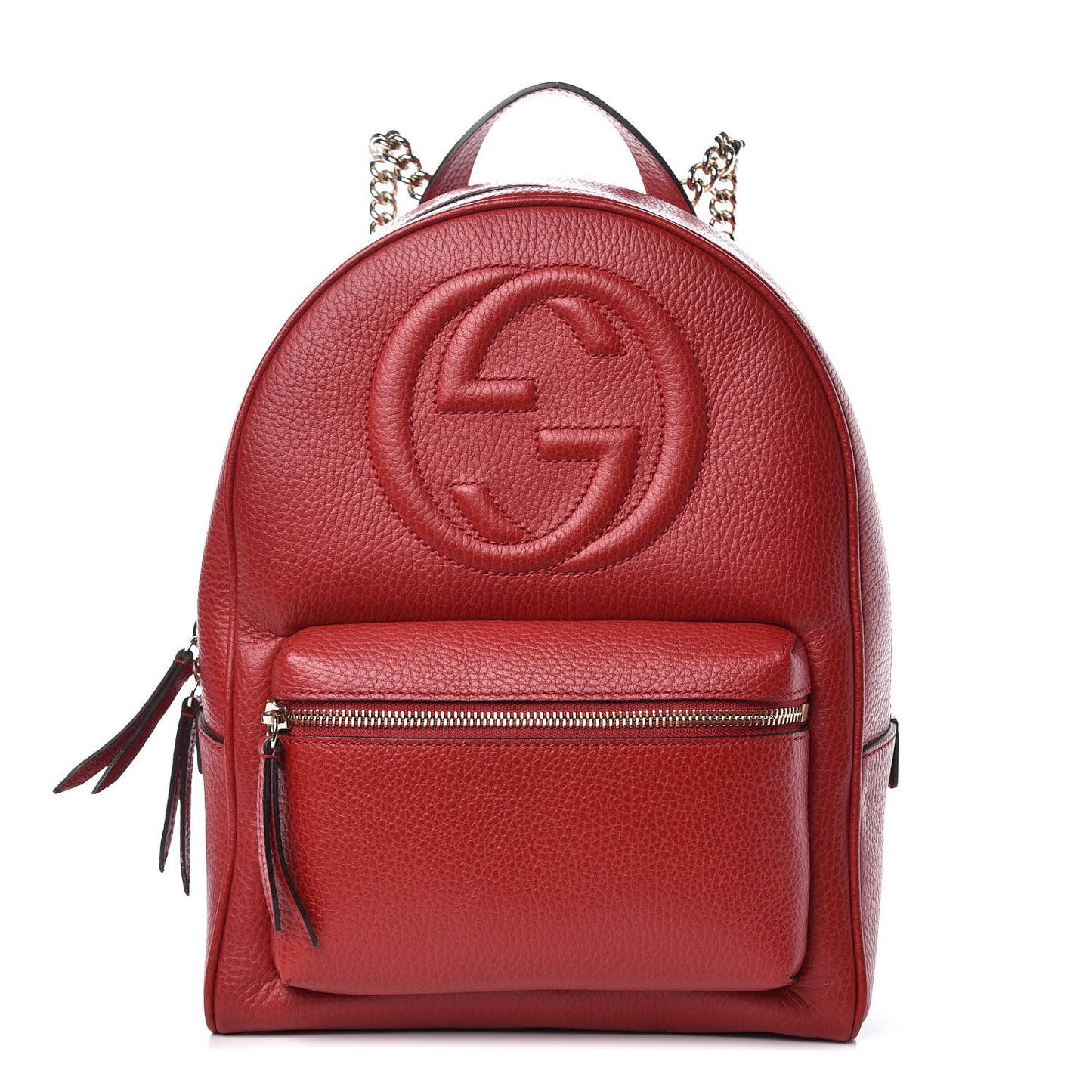 Pebbled Calfskin Soho Chain Backpack Hibiscus Red