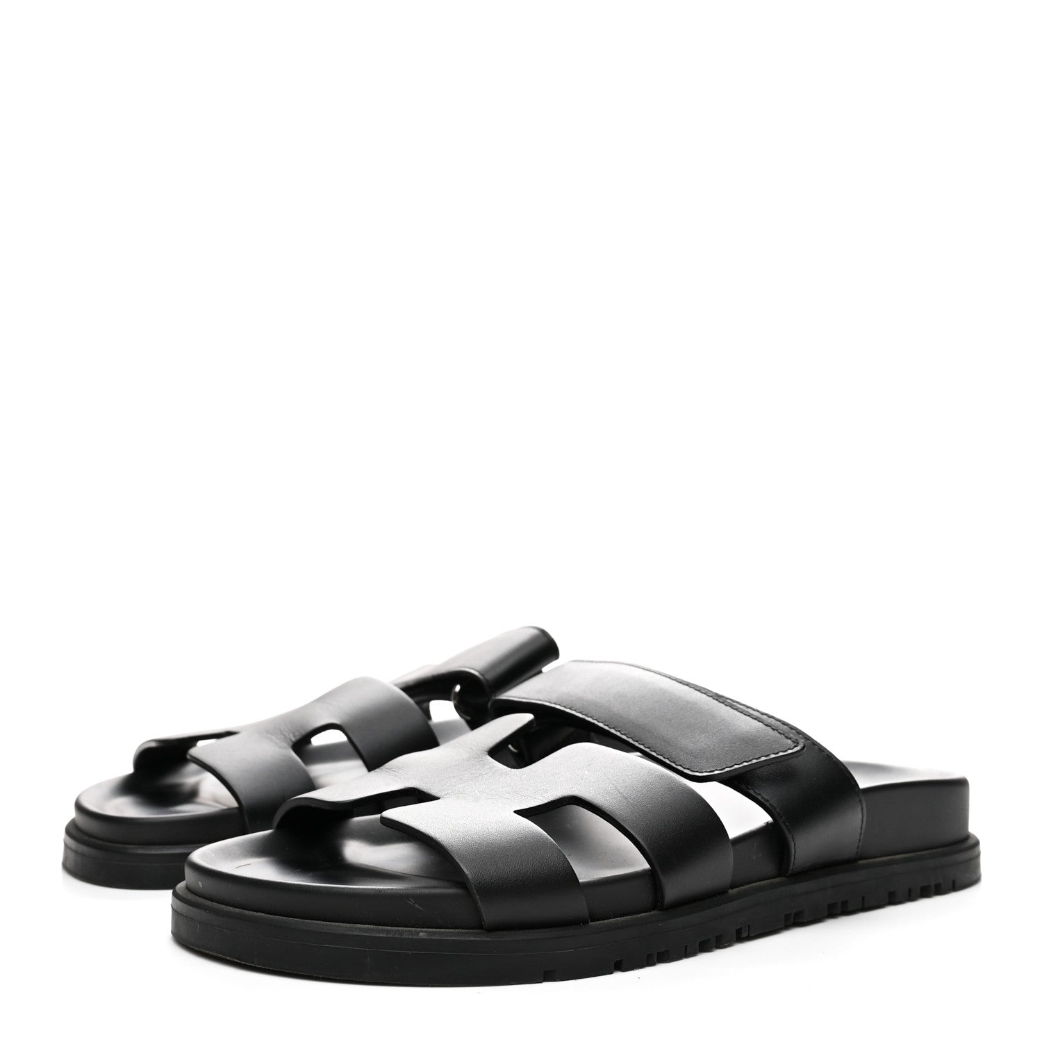 Hermes Calfskin Womens Chypre Sandals 36.5 Black 4 of 9