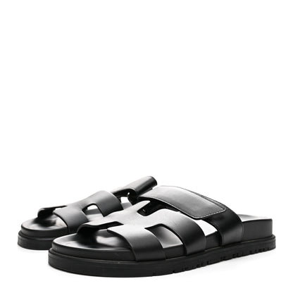 Hermes Calfskin Womens Chypre Sandals 36.5 Black 4 of 9