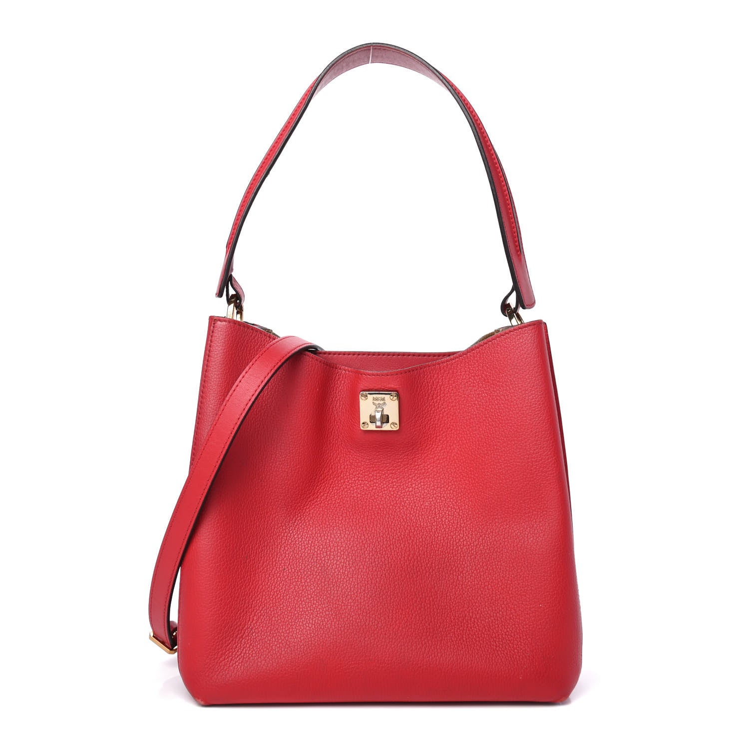 MCM Grained Calfskin Medium Milla Hobo Ruby Red 1 of 4