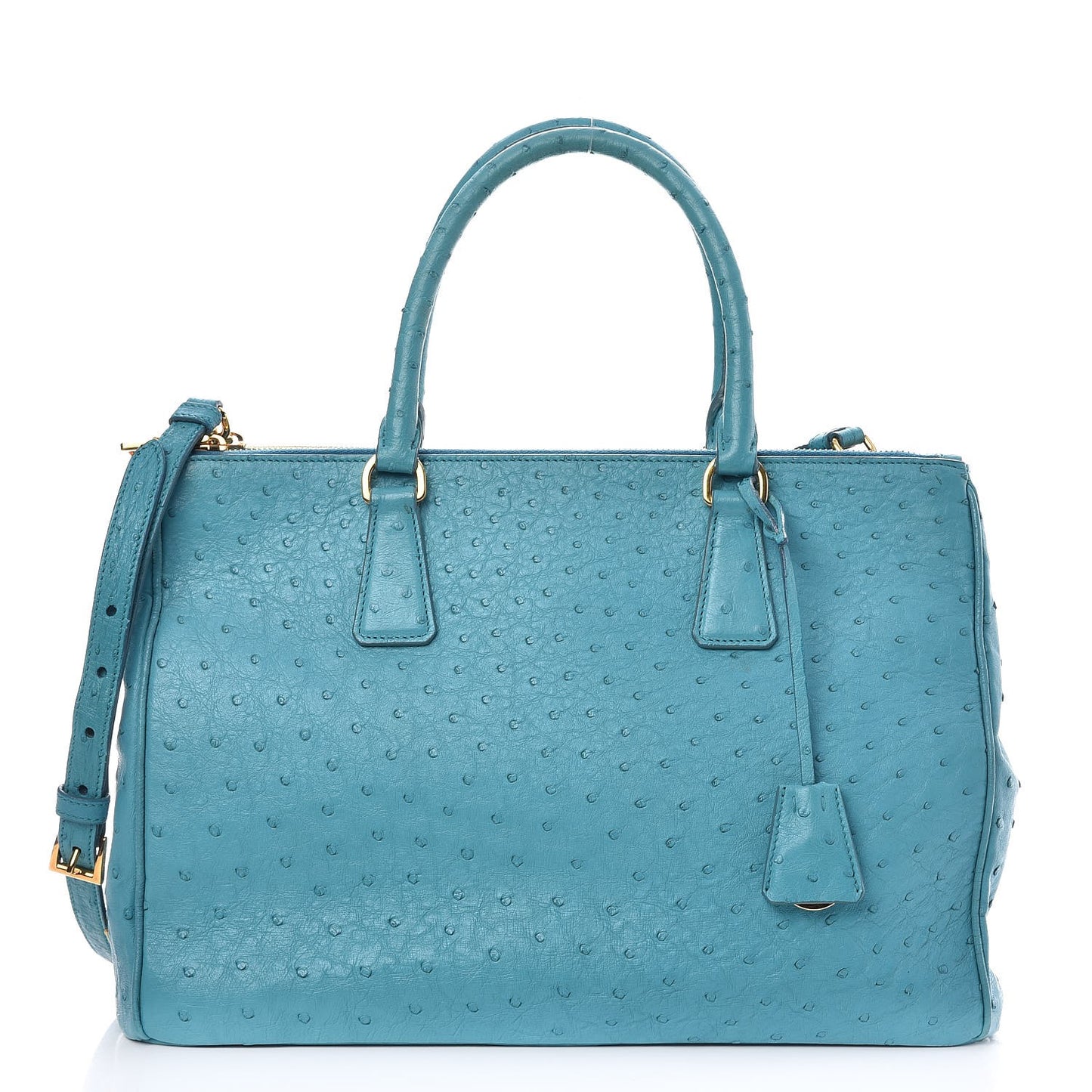 Ostrich Medium Galleria Double Zip Tote Turchese