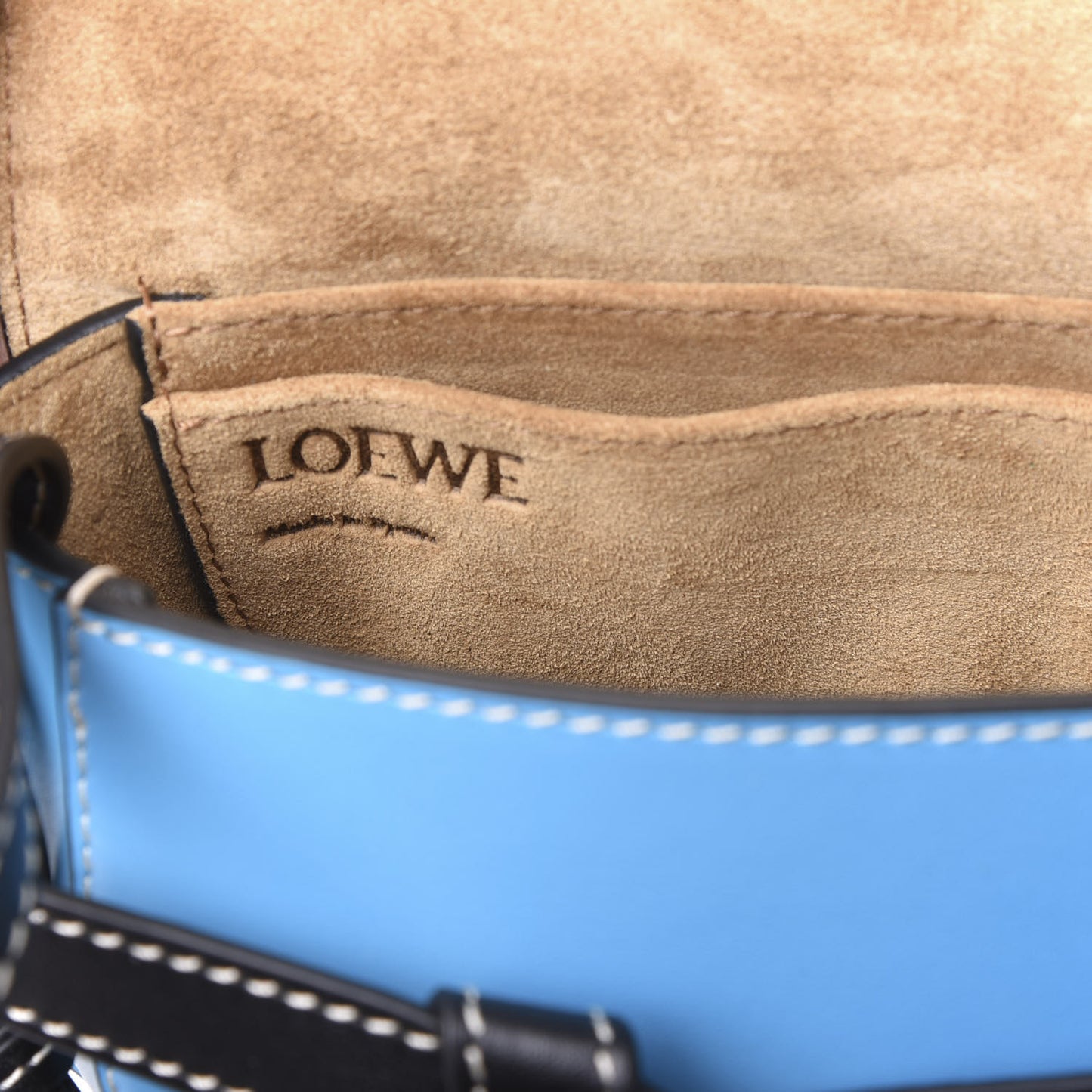 Grained Calfskin Floral Mini Gate Crossbody Bag Peacock Blue
