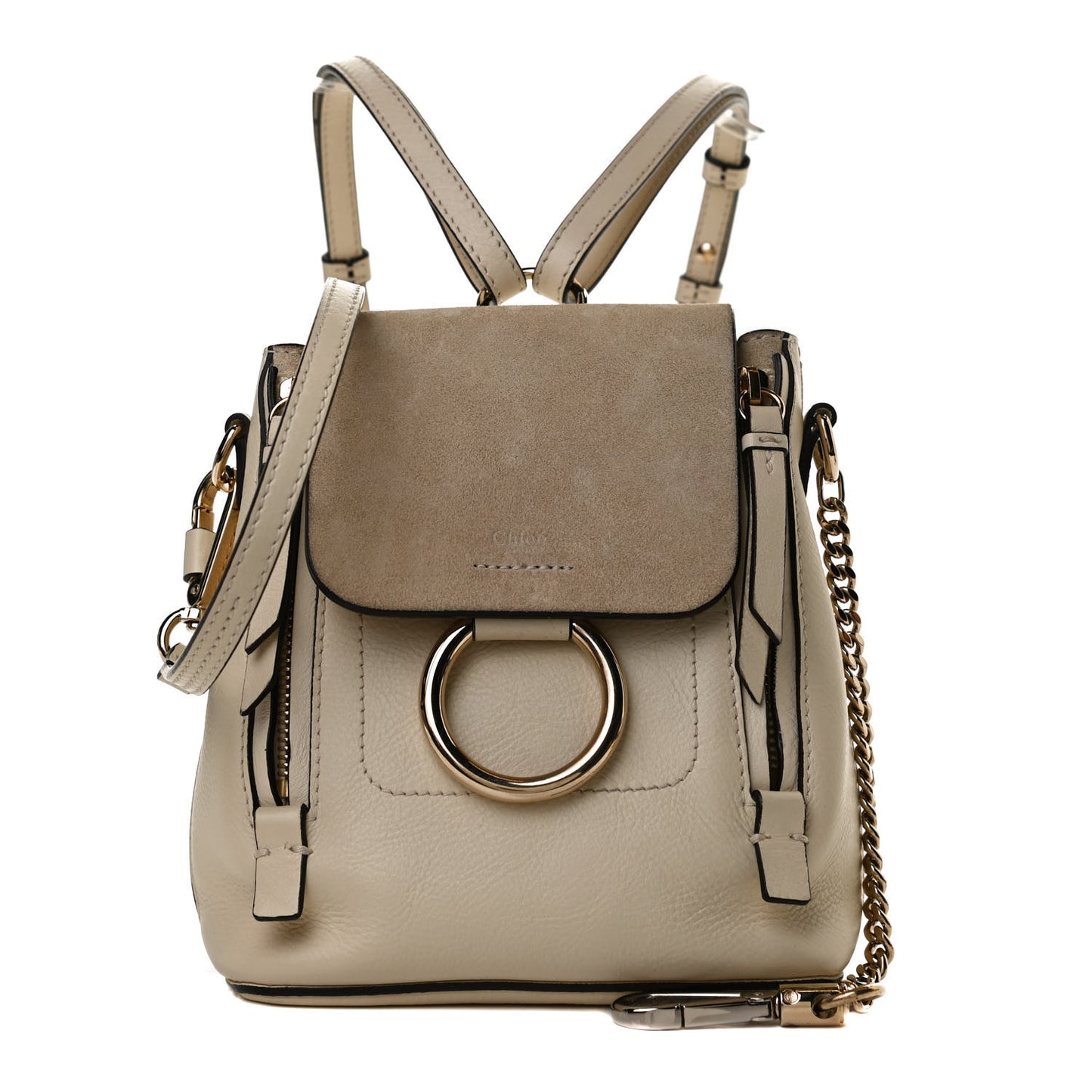 Suede Calfskin Mini Faye Backpack Off White