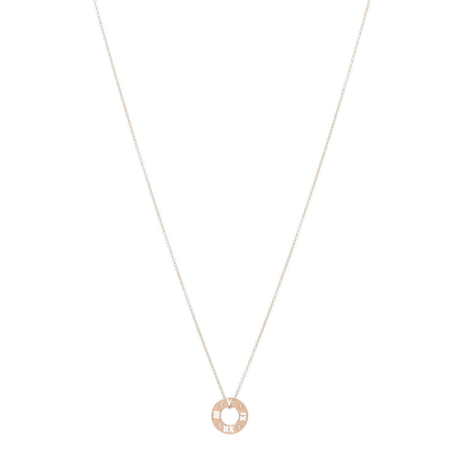 Tiffany 18K Rose Gold Diamond Atlas Pierced Pendant Necklace 1 of 3