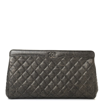 Chanel Metallic Caviar Quilted Clutch Dark Silver 1 of 9