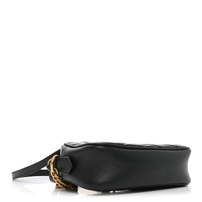 Gucci Calfskin Matelasse Small GG Marmont Chain Shoulder Bag Black 4 of 10