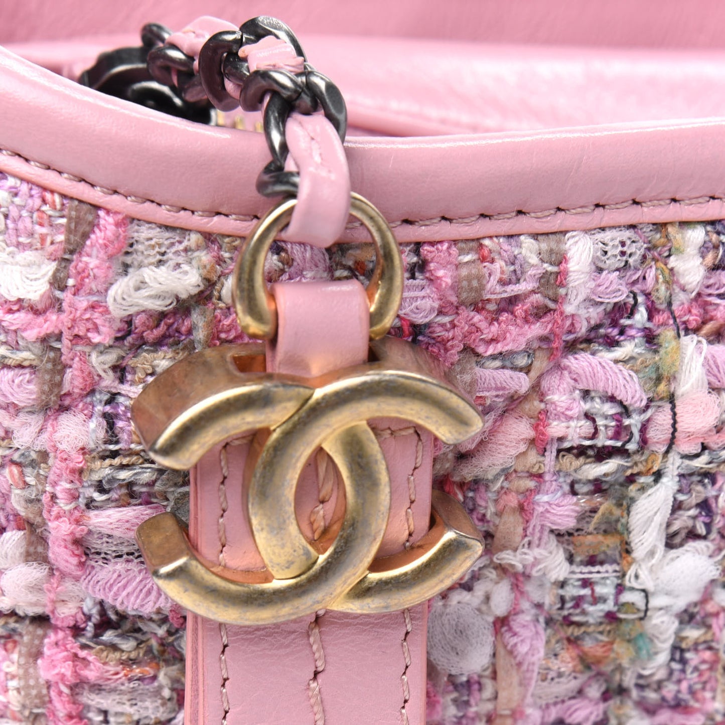 Tweed Calfskin Small Gabrielle Hobo Light Pink