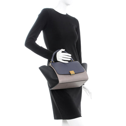 Celine Sleek Calfskin Small Tri-Color Trapeze Dark Blue 2 of 17
