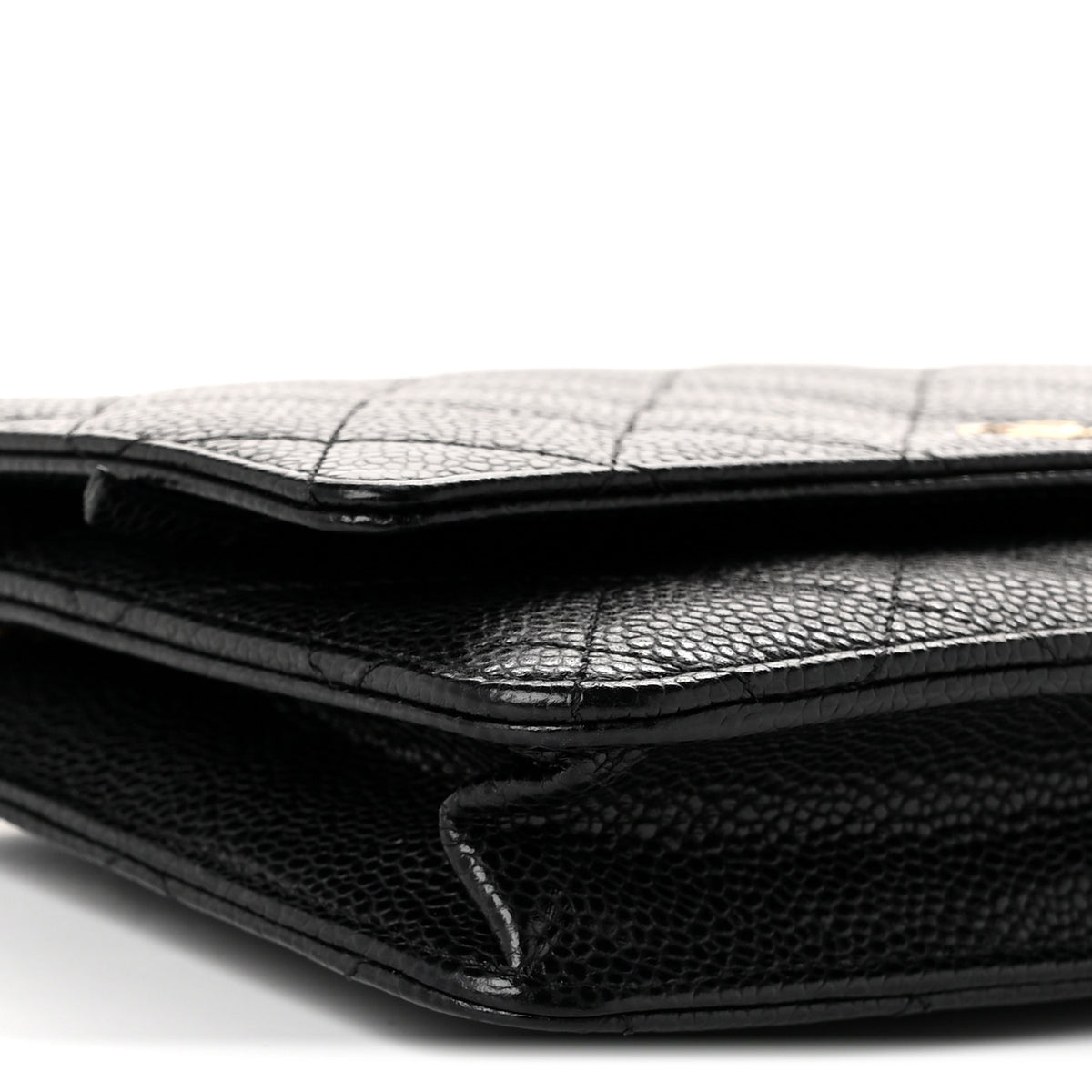Caviar Quilted Wallet on Chain WOC Black