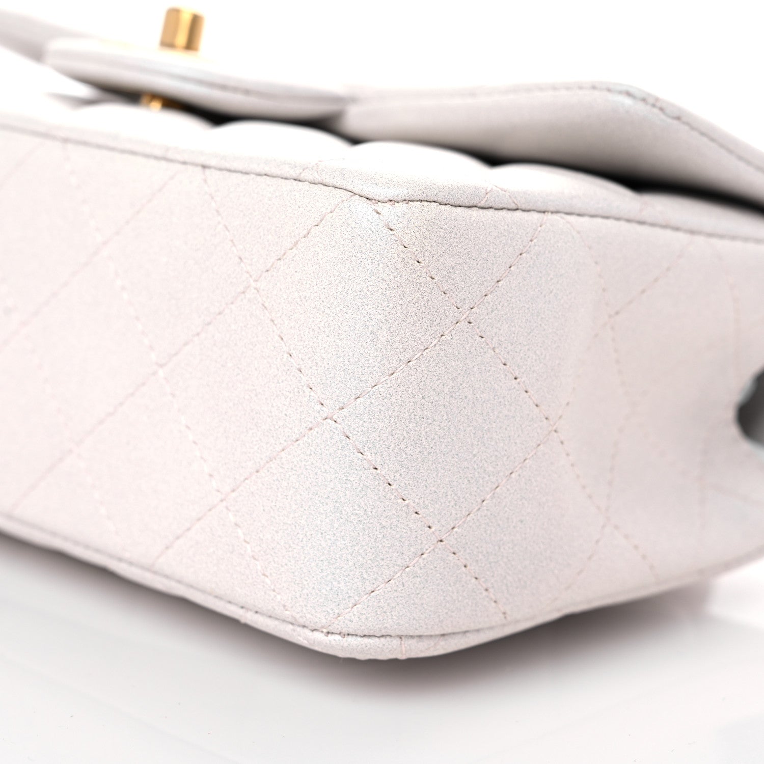 Chanel Iridescent Lambskin Quilted Mini Top Handle Rectangular Flap White 9 of 10
