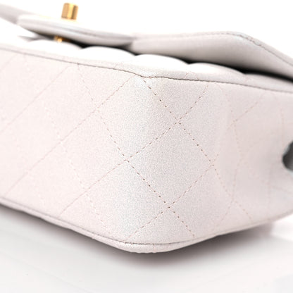 Chanel Iridescent Lambskin Quilted Mini Top Handle Rectangular Flap White 9 of 10