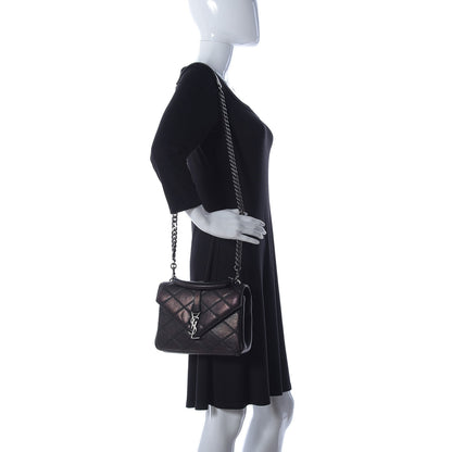 Saint Laurent Calfskin Matelasse Diamond Quilted Monogram Medium College Bag Black 2 of 10