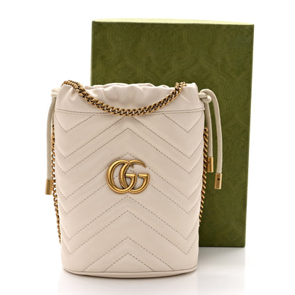 Gucci Calfskin Matelasse Mini GG Marmont 2.0 Bucket Bag White 10 of 10