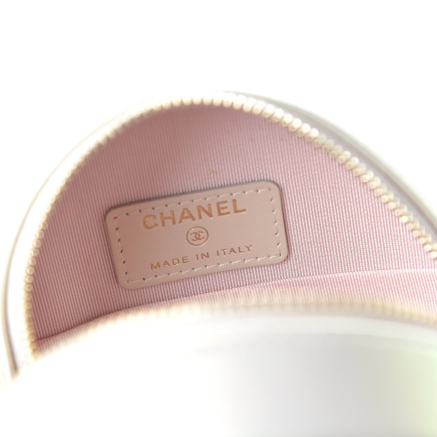 Chanel Iridescent Lambskin Quilted Round Clutch With Chain Ivory 9 of 12