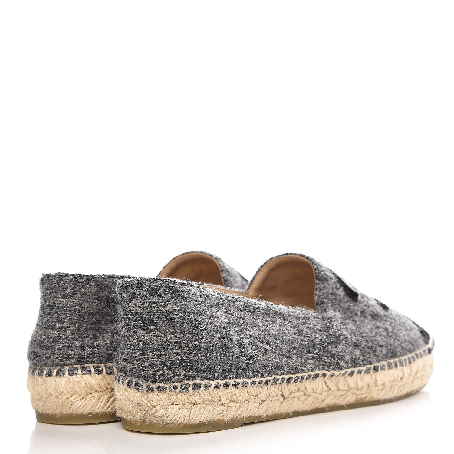 Chanel Tweed Velvet CC Espadrilles 39 Grey Black 4 of 9