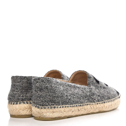 Chanel Tweed Velvet CC Espadrilles 39 Grey Black 4 of 9