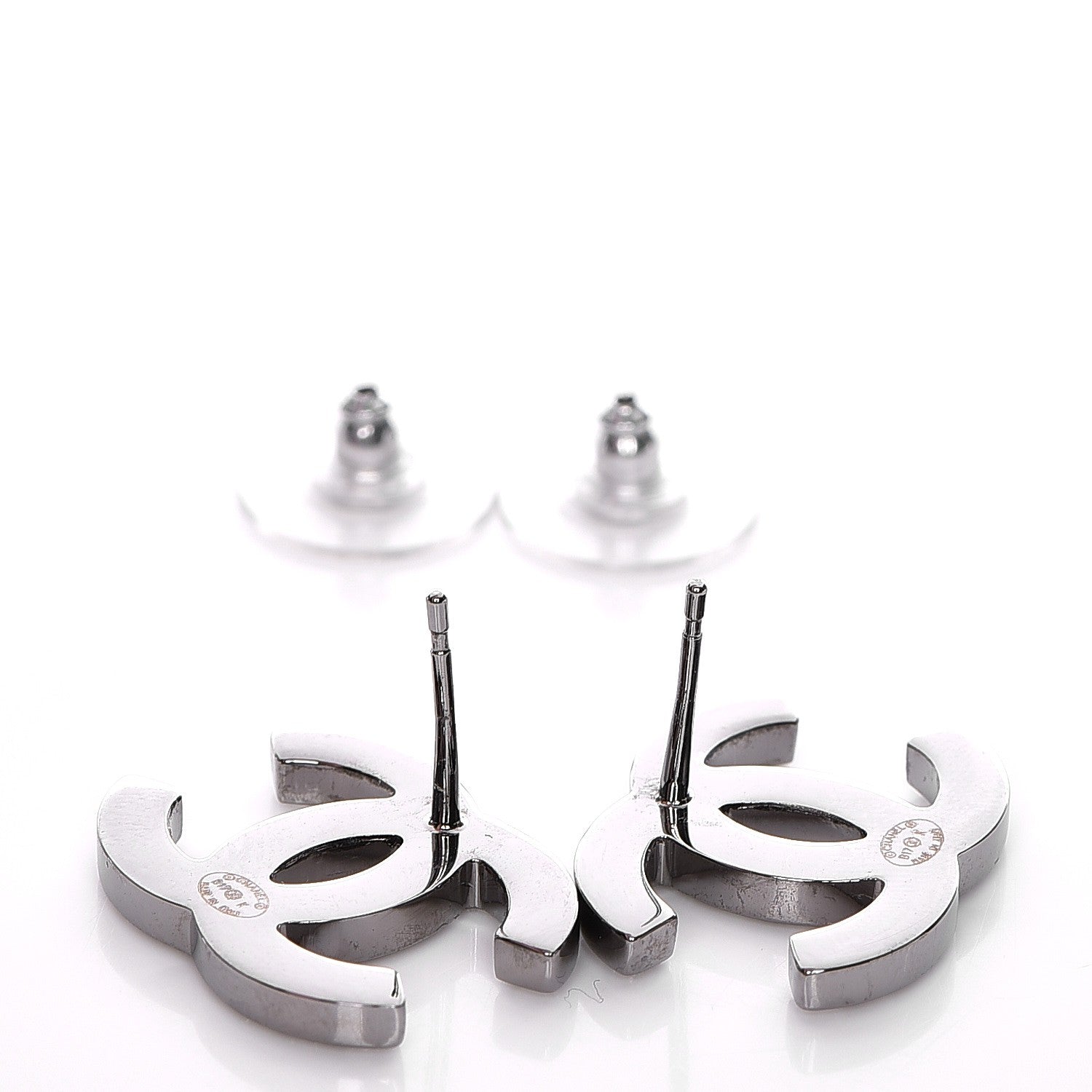 Chanel Crystal CC Earrings Silver 3 of 5