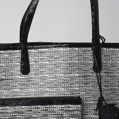 Nancy Gonzalez Raffia Crocodile Small Erica Shopper Tote Black 8 of 8