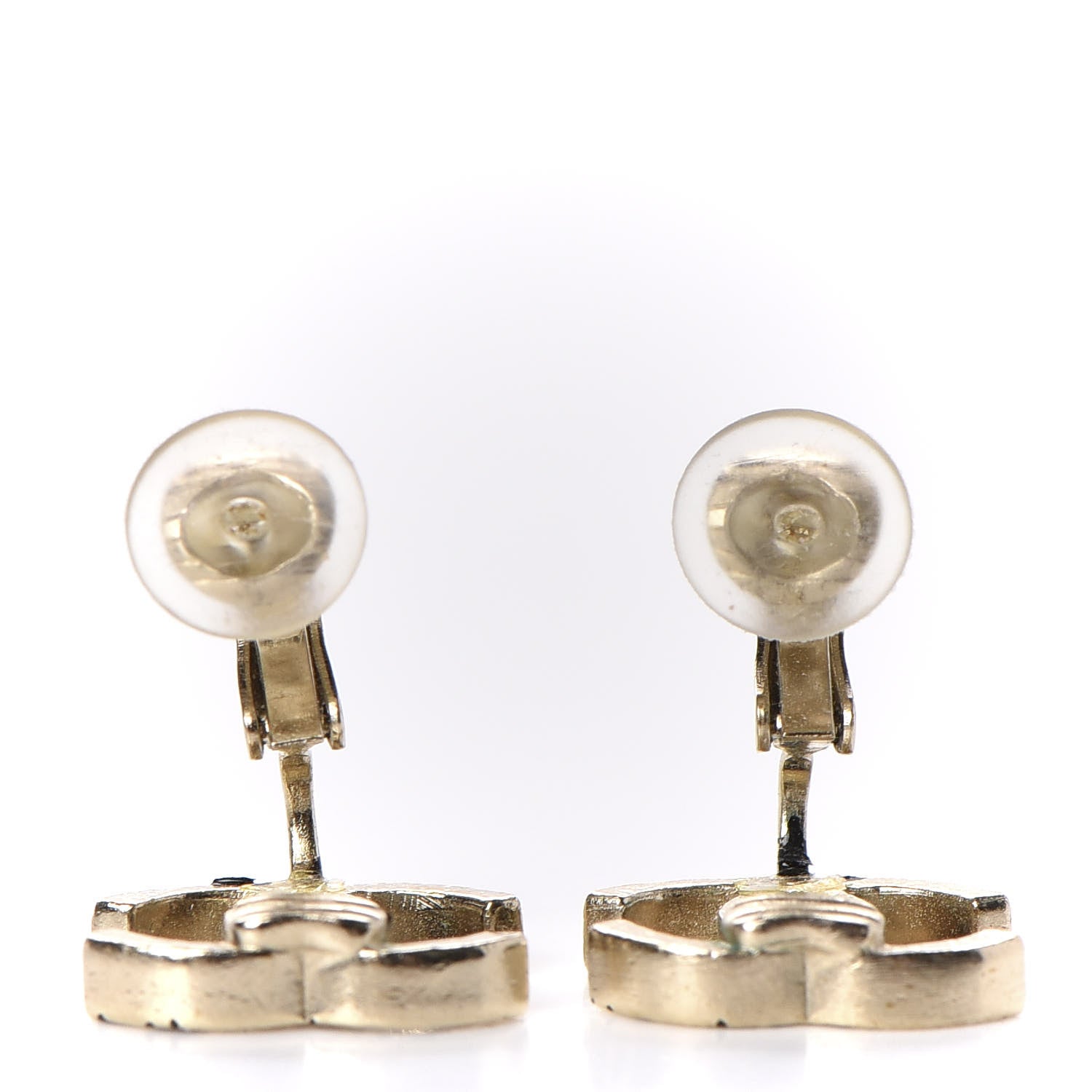 Chanel CC Clip On Earrings Gold Black 3 of 3