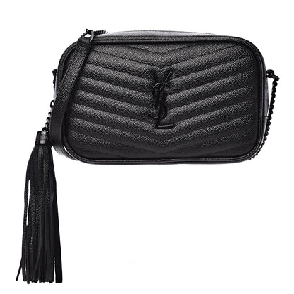 Saint Laurent Grain De Poudre Matelasse Monogram Mini Lou Camera Bag Black 1 of 8