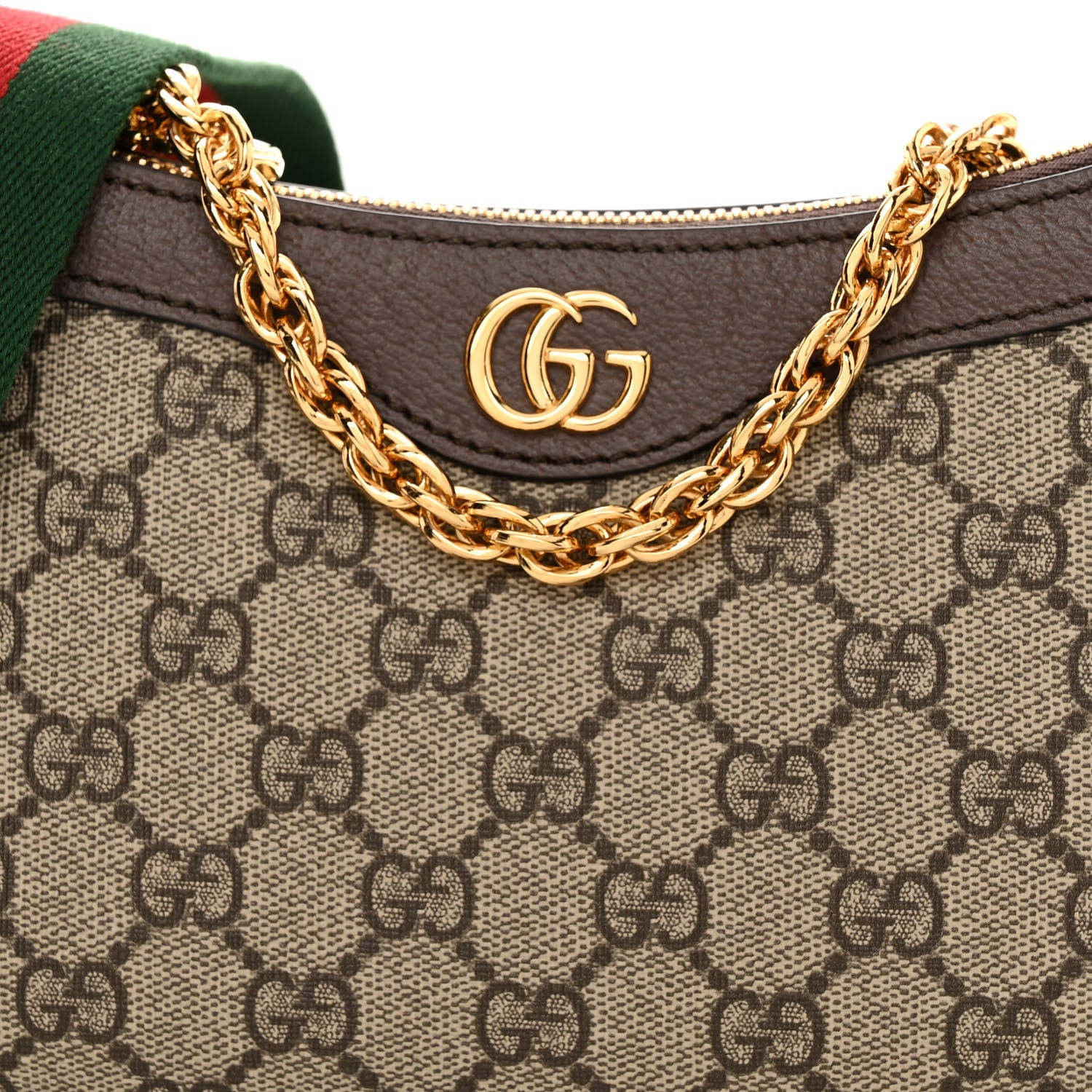 Gucci GG Supreme Monogram Textured Dollar Calfskin Web Small Ophidia GG Handbag Beige Ebony New Acero 7 of 9