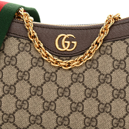 Gucci GG Supreme Monogram Textured Dollar Calfskin Web Small Ophidia GG Handbag Beige Ebony New Acero 7 of 9