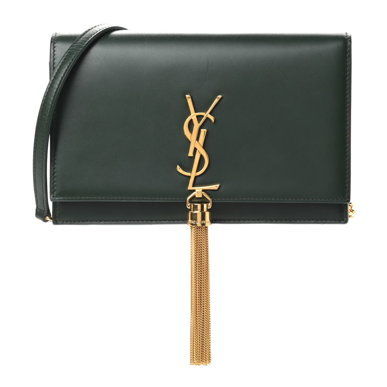 Saint Laurent Smooth Calfskin Classic Monogram Kate Tassel Chain Wallet Dark Leaf 1 of 8