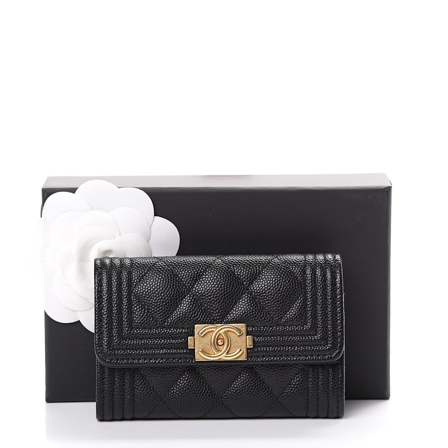 Chanel Caviar Quilted Boy Flap Card Holder Black 8 of 8
