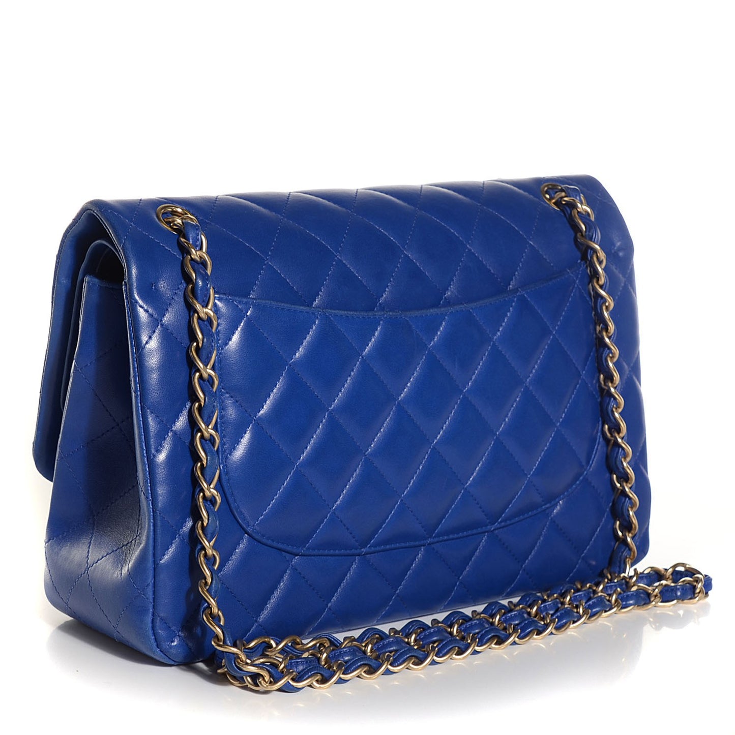 Lambskin Quilted Jumbo Double Flap Dark Blue