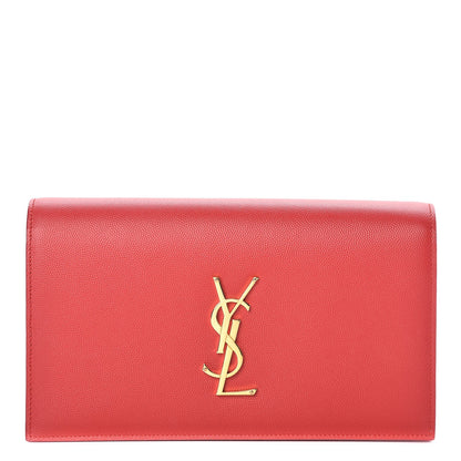 Saint Laurent Grain De Poudre Classic Kate Monogram Clutch New Red 1 of 12